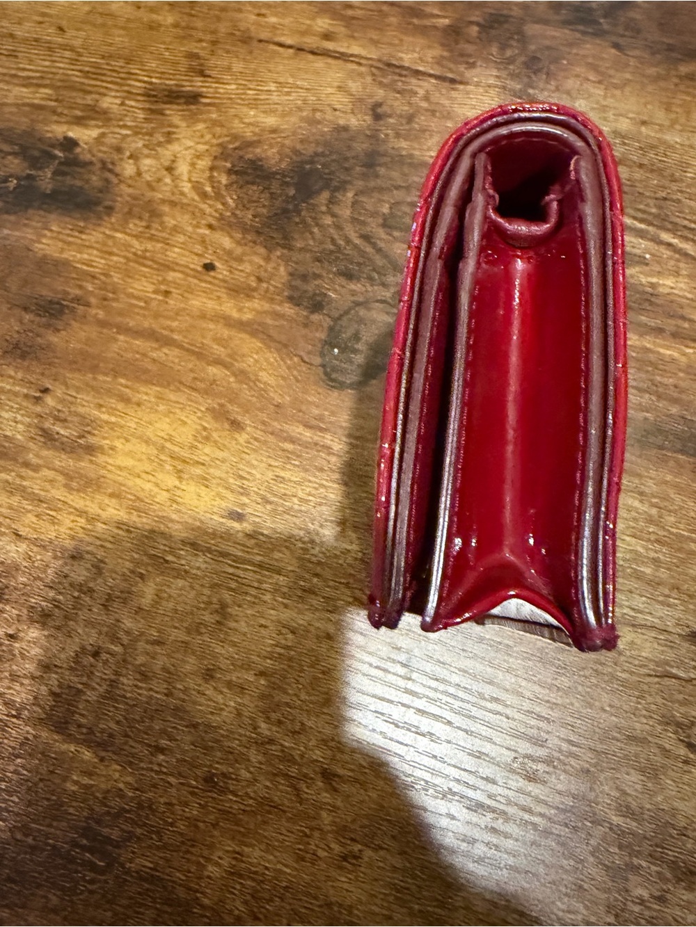 Mini Lady Dior Gardenia Wallet 🍒 Red Patent Cannage Calfskin - Picture 11 of 17